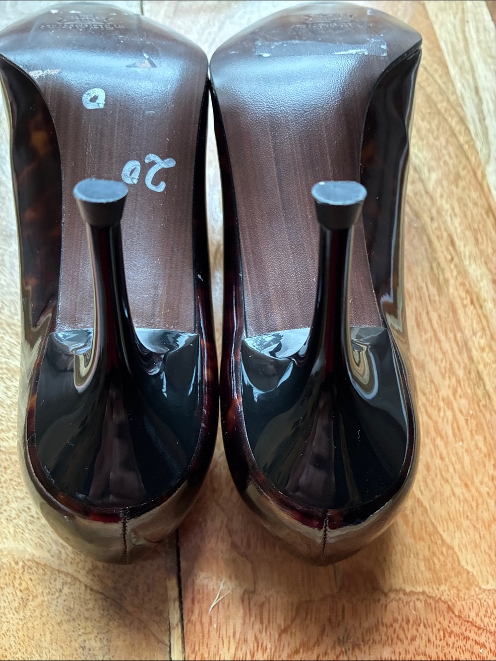 Stuart Weitzman Tortoiseshell Patent Leather Pointed Pumps - Picture 7 of 13